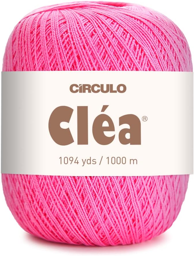 CRCULO Circulo Clea Yarn – Crochet Thread Fine Size 10-8/2 Perfect for Weaving - 100% Mercerized Brazilian Cotton (Pack of 1 Ball) – 5.3 oz, 1094 yds - Color: 3182 - Pitaya - Image 1